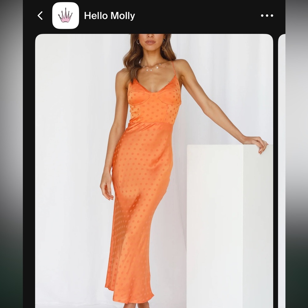 Hello Molly RUNAWAY Rapture Slip Dress midi bright orange